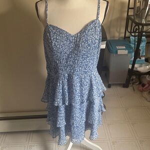 Blue Floral Sleeveless Dress